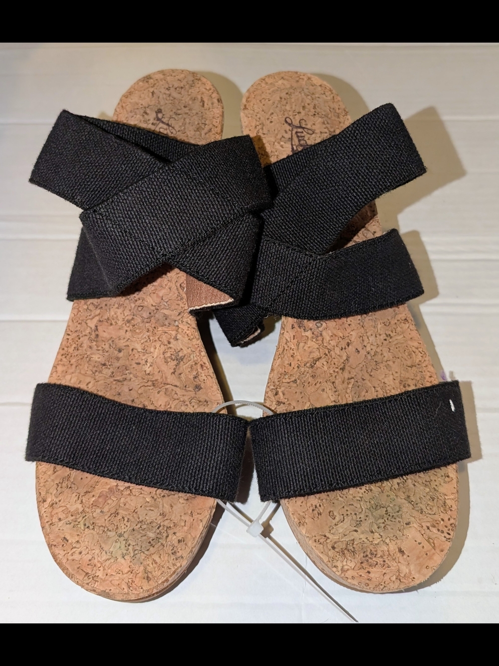 Lucky Brand Black Cork Wedge Sandals